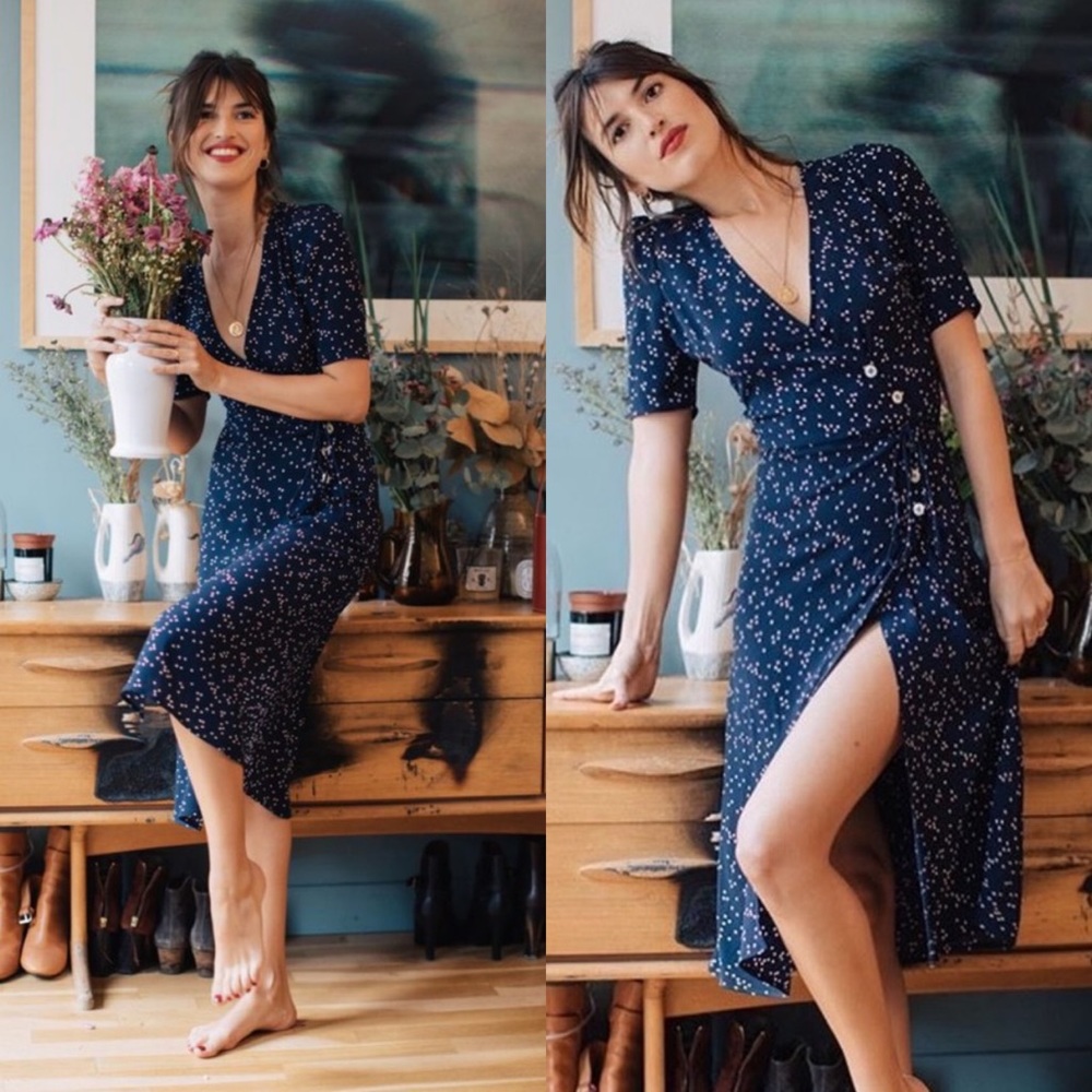 Rouje Gabin polka dot midi Dress in Navy size 38 (US 6)